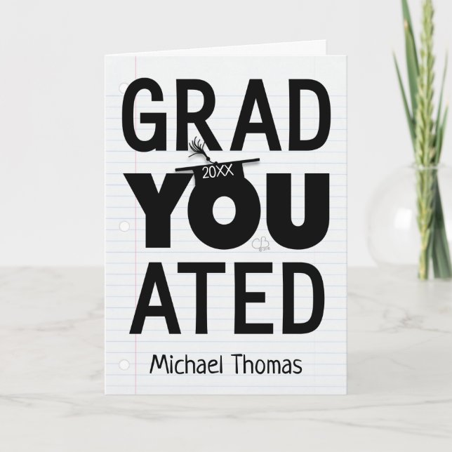 Carte YOU Graduated Name and Date (Devant)