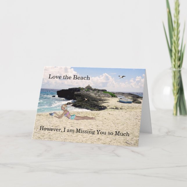 Carte You Missing Beach Pittoresque & Young Woman (Devant)