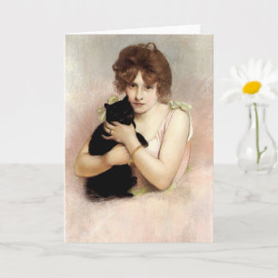 Carte Young Ballerina Holding Chat Noir Carrier-Belleuse