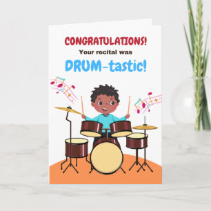 Carte Young Boy Félicitations Drum Considérant mignon