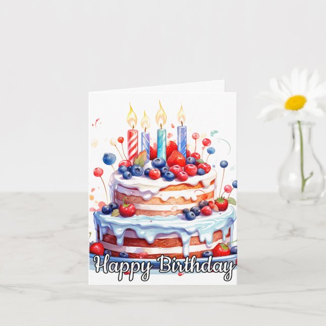 Carte Yummy délicieux gâteau d'anniversaire Fruit (Petite plante)