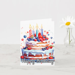 Carte Yummy délicieux gâteau d'anniversaire Fruit