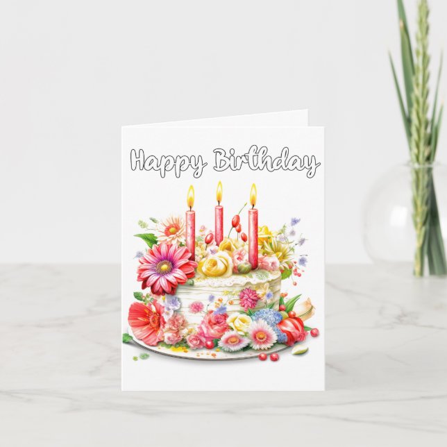 Carte Yummy Joyeux gâteau de fête d'anniversaire (Devant)