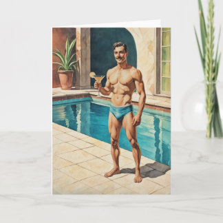 Carte Zaddy Pin-Up Masculin Vintage | Étalon Rétro au Bo