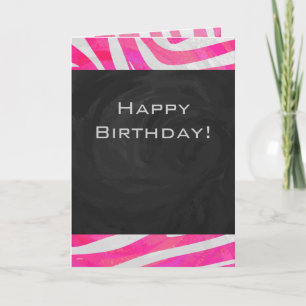 Carte Zebra Hot rose et blanc avec Monogramme