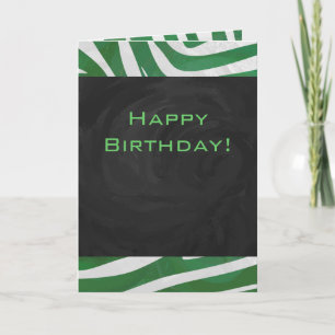 Carte Zebra Monogramme Vert et Blanc Impression