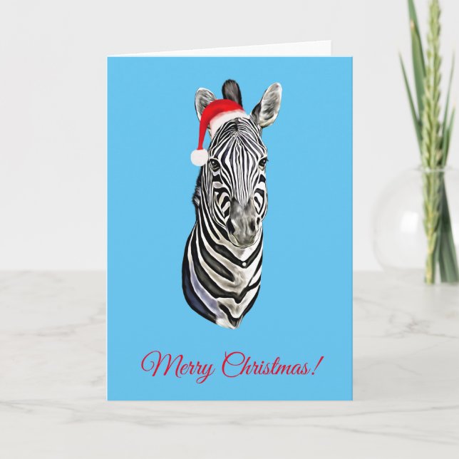 Carte Zebra Portrait Peinture Noël Père Noël (Devant)