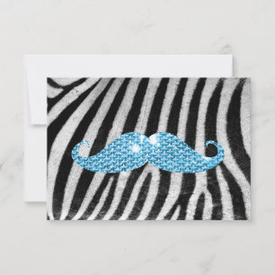 Carte Zebra Stripes Et Blue Bling Moustache