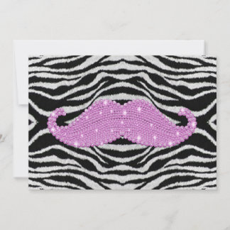 Carte Zebra Stripes Et Rose Bling Moustache