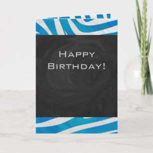 Carte Zèbre bleu et blanc avec Monogramme