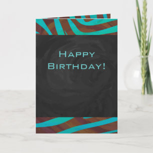 Carte Zèbre Brown et Turquoise avec Monogramme