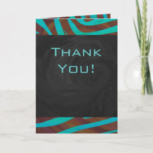 Carte Zèbre Brown et Turquoise avec Monogramme