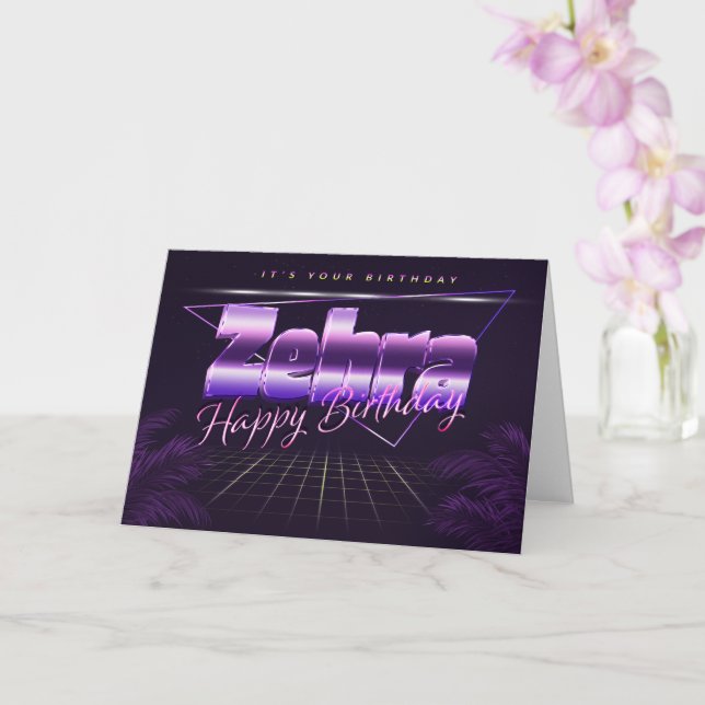 Carte Zehra Nom Prénom lila retro (Orchidée)