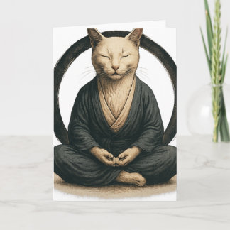 Carte Zen Meditating Cat – Enso Circle Mindful Yoga Art 