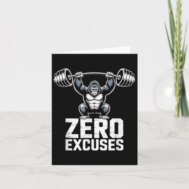 Carte Zero Excuses Gorilla Gym Motivational Workout  (Devant)