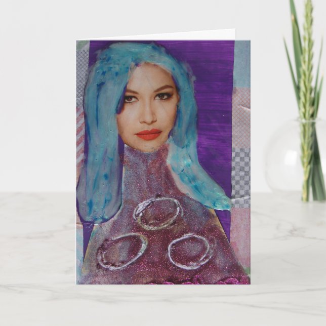 Carte Zetti Girl, The Blue Haired Girl, Anniversaire (Devant)