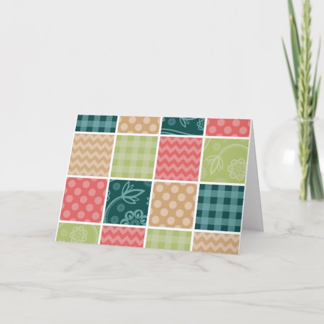 Carte Zigzag, Chevron, En vichy, Pois, Patchwork (Devant)
