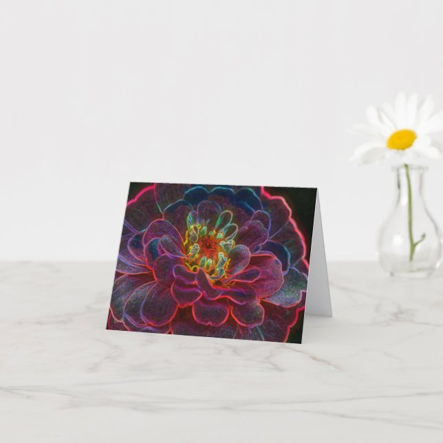 Carte Zinnia Abstract Flower Art Note (Petite plante)