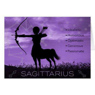 Carte Zodiac Archer Sagittarius avec traits