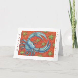 Carte Zodiac Cancer 'Joyeux anniversaire' frontière blan
