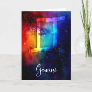 Carte Zodiac : Gemini Rainbow Space