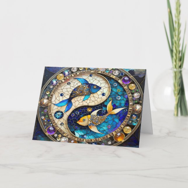 Carte Zodiac - Poissons de poisson Yin et Yang (Devant)