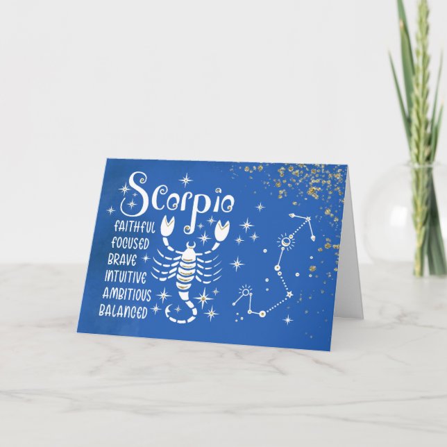 Carte Zodiac Scorpio Anniversaire Avec Constellation Sig (Devant)