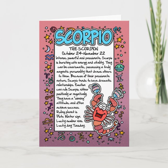 Carte Zodiaque - anecdotes amusantes de Scorpion (Devant)