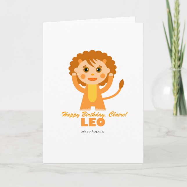Carte Zodiaque de Lion pour des enfants (Devant)