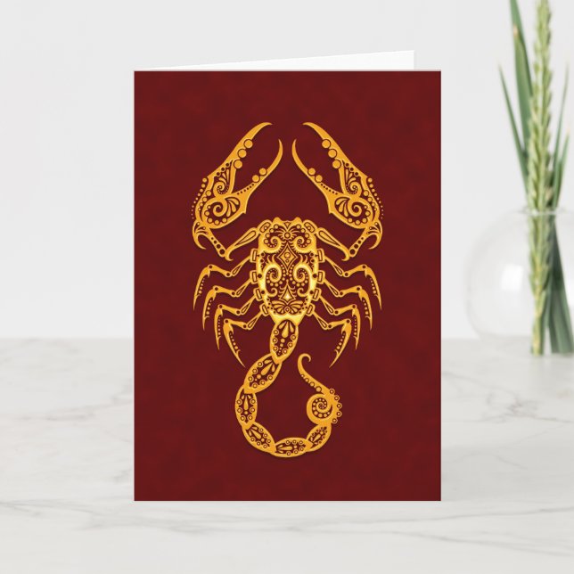 Carte Zodiaque jaune complexe de Scorpion sur le rouge (Devant)