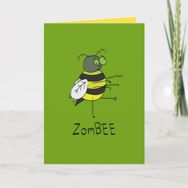 Carte ZomBEE - Drôle Halloween Zombie Bee Greeting Card (Devant)