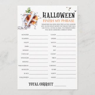 Carte Zombi Citrouille Halloween Terminer Mon Jeu Phrase