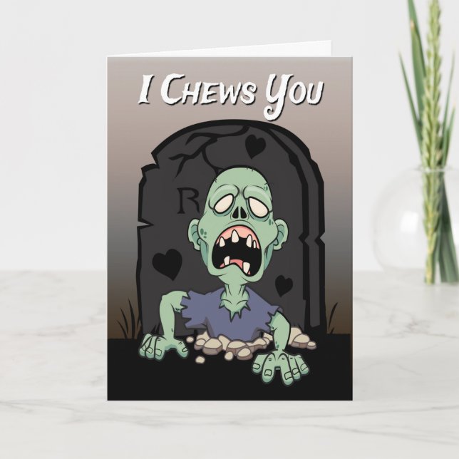 Carte Zombie dans un cimetière pour la Saint-Valentin (Devant)
