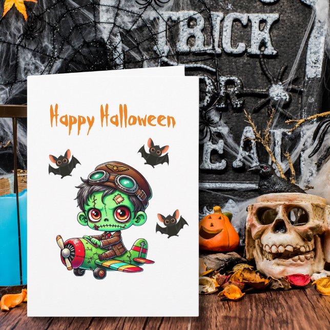 Carte Zombie volant Avion Bateaux Avion Halloween (Créateur téléchargé)