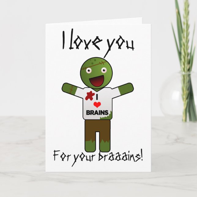 Carte Zombie Vous Aime Pour Votre Cerveau ! (Devant)