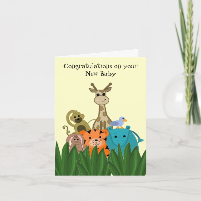 Carte Zoo Animal Nouveau bébé Félicitations (Devant)