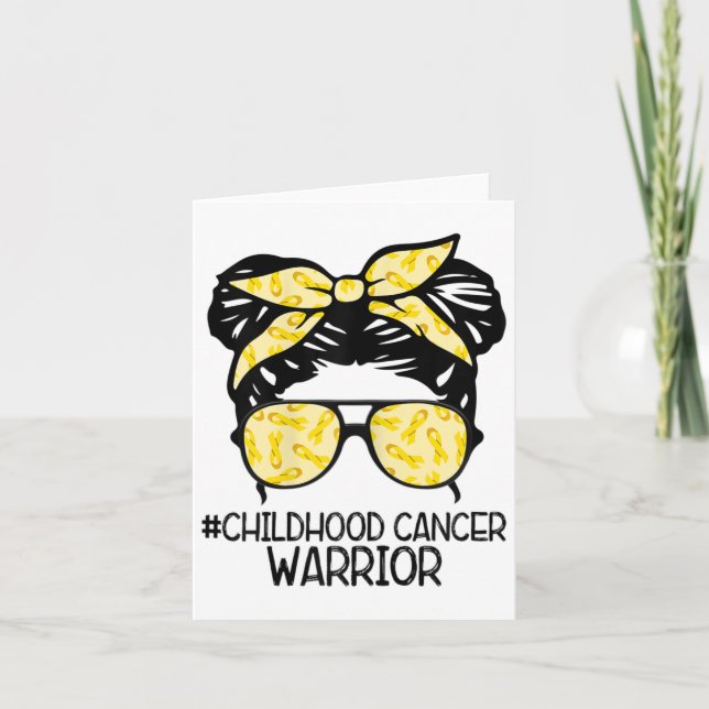 Carte Zqxj Messy Bun Yellow Ribbon Garde Cancer de l'enf (Devant)
