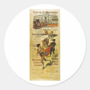 Cartel Toros Barcelona - Bullfighting Matador Classic Round Sticker