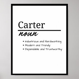 Carter, Boy Personalized Name Definition Poster