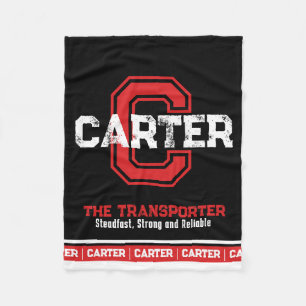 Carter name meaning sports monogram black red fleece blanket