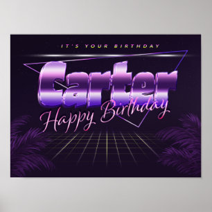 Carter Nom Vorname lila retro Poster Geburtstag
