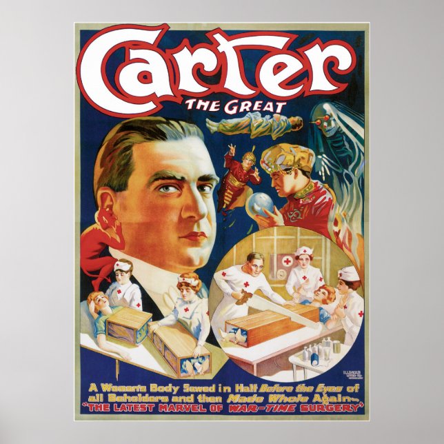 Carter The Great ~ The Saw Vintage Magic Act Poster (Front)