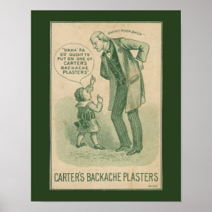 Carter's Backache Plasters Vintage Card Poster