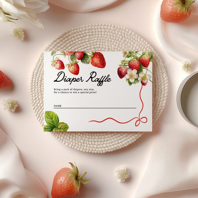 Cartes à carreaux | Baby shower aux fraises (diaper raffle cards for baby shower, berry sweet baby shower theme with strawberries)