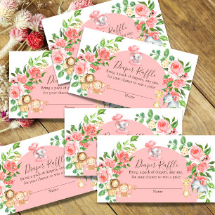Cartes à carreaux Baby shower Safari Rose