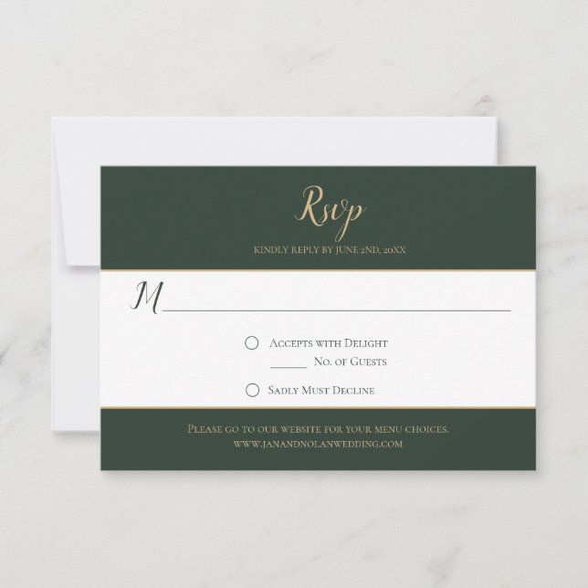 Cartes à feuillage persistant et Gold RSVP (Devant)