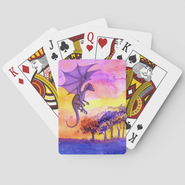Cartes à jouer à l'aquarelle d'art Dragon (dos)