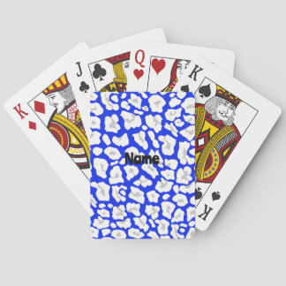 Cartes à jouer à motif de guépard bleu et blanc