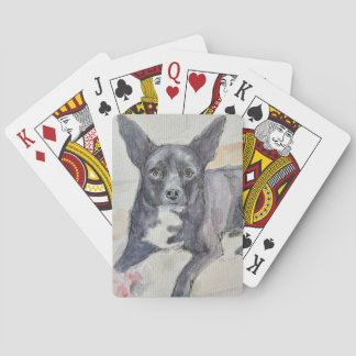 Cartes à jouer avec aquarelle de chien perspicace