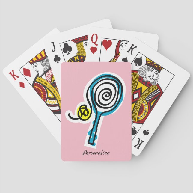 Cartes à jouer avec raquette de tennis personnalis (dos)